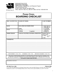 Form ECY050-37 Fishing Vessel Boarding Checklist - Washington