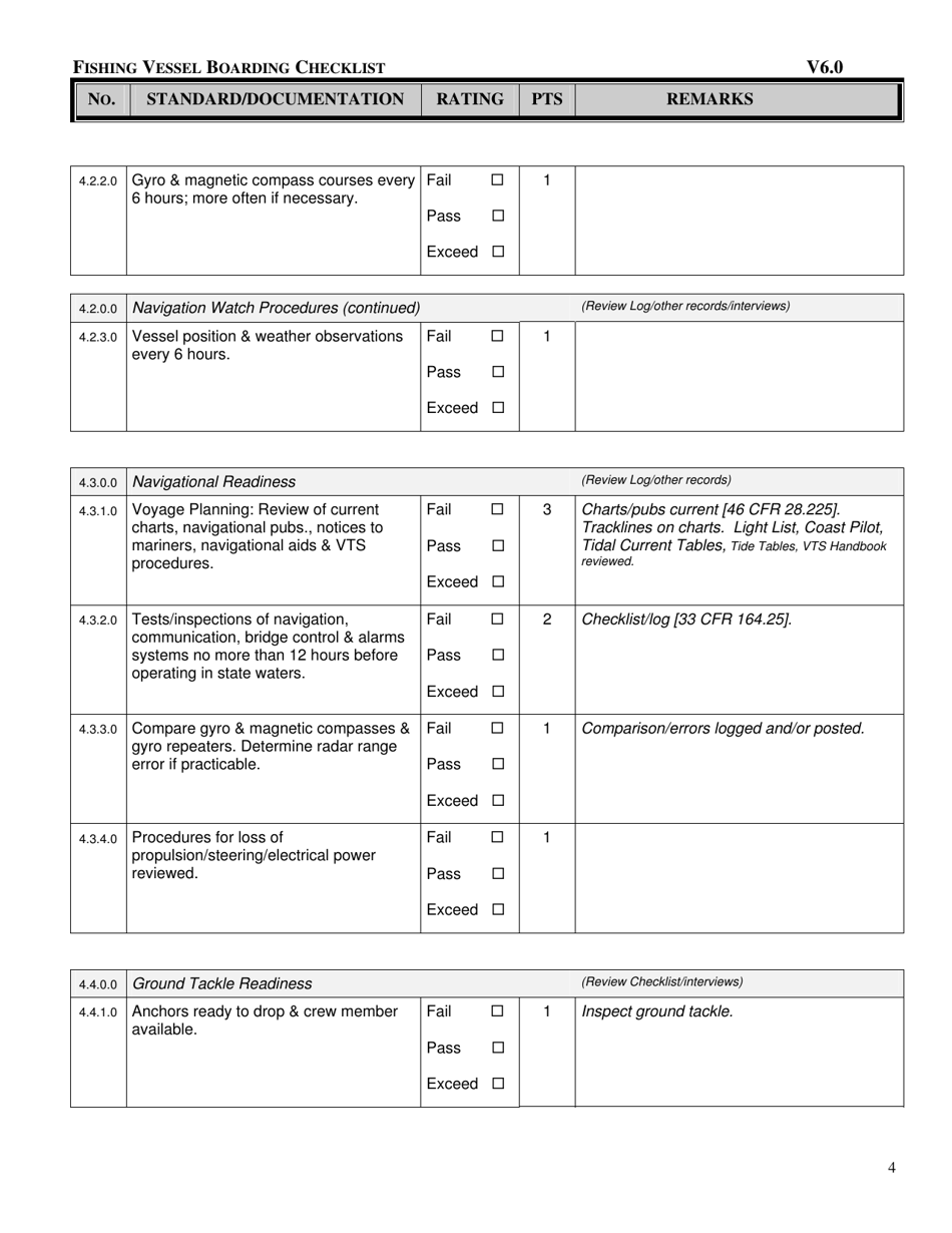 Form ECY050-37 Fishing Vessel Boarding Checklist - Washington, Page 4