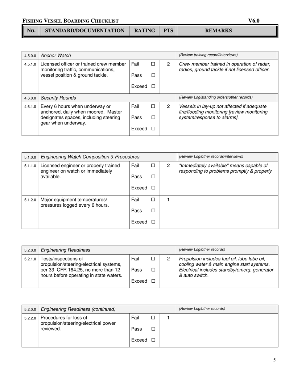 Form ECY050-37 Fishing Vessel Boarding Checklist - Washington, Page 5