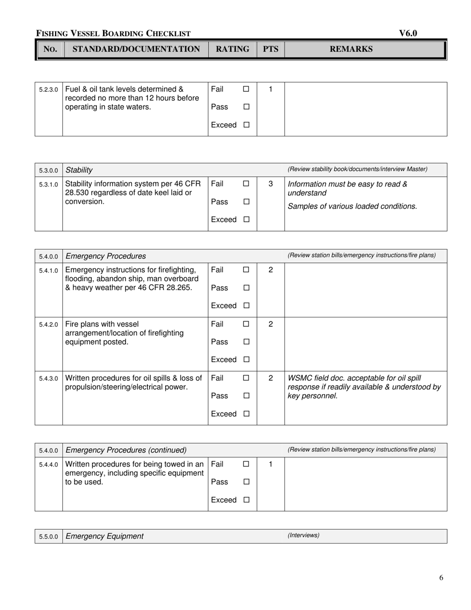 Form ECY050-37 Fishing Vessel Boarding Checklist - Washington, Page 6