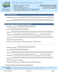 Document preview: Form ECY070-589 Off-Site Identification (Oi) Form - Washington