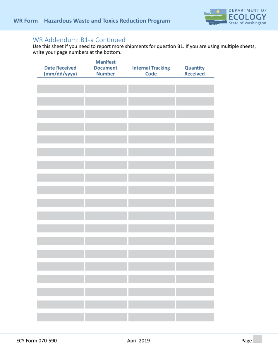 Form ECY070-590 Waste Received (Wr) Form - Washington, Page 3