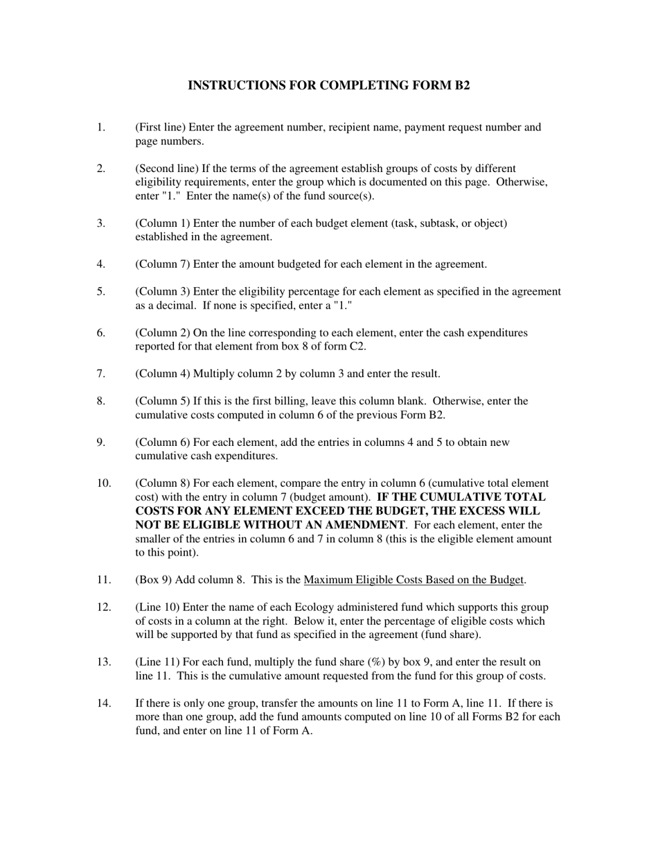 Form ECY060-07 (B2) Running Budget Summary for Projects With Cash Expenditures Only - Washington, Page 2