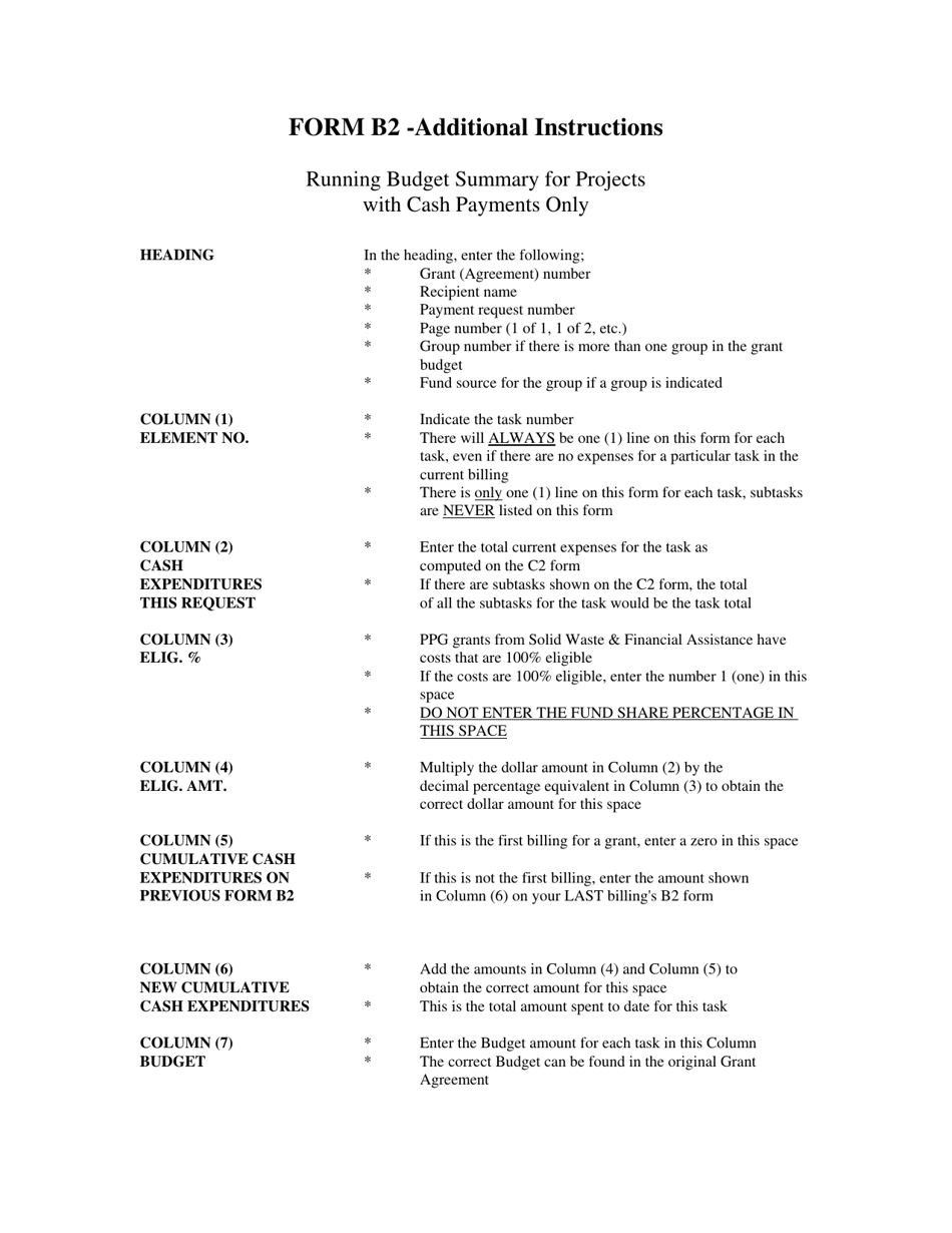 Form ECY060-07 (B2) Running Budget Summary for Projects With Cash Expenditures Only - Washington, Page 3