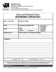 Form ECY050-38 Cargo and Passenger Vessel Boarding Checklist - Full Version - Washington