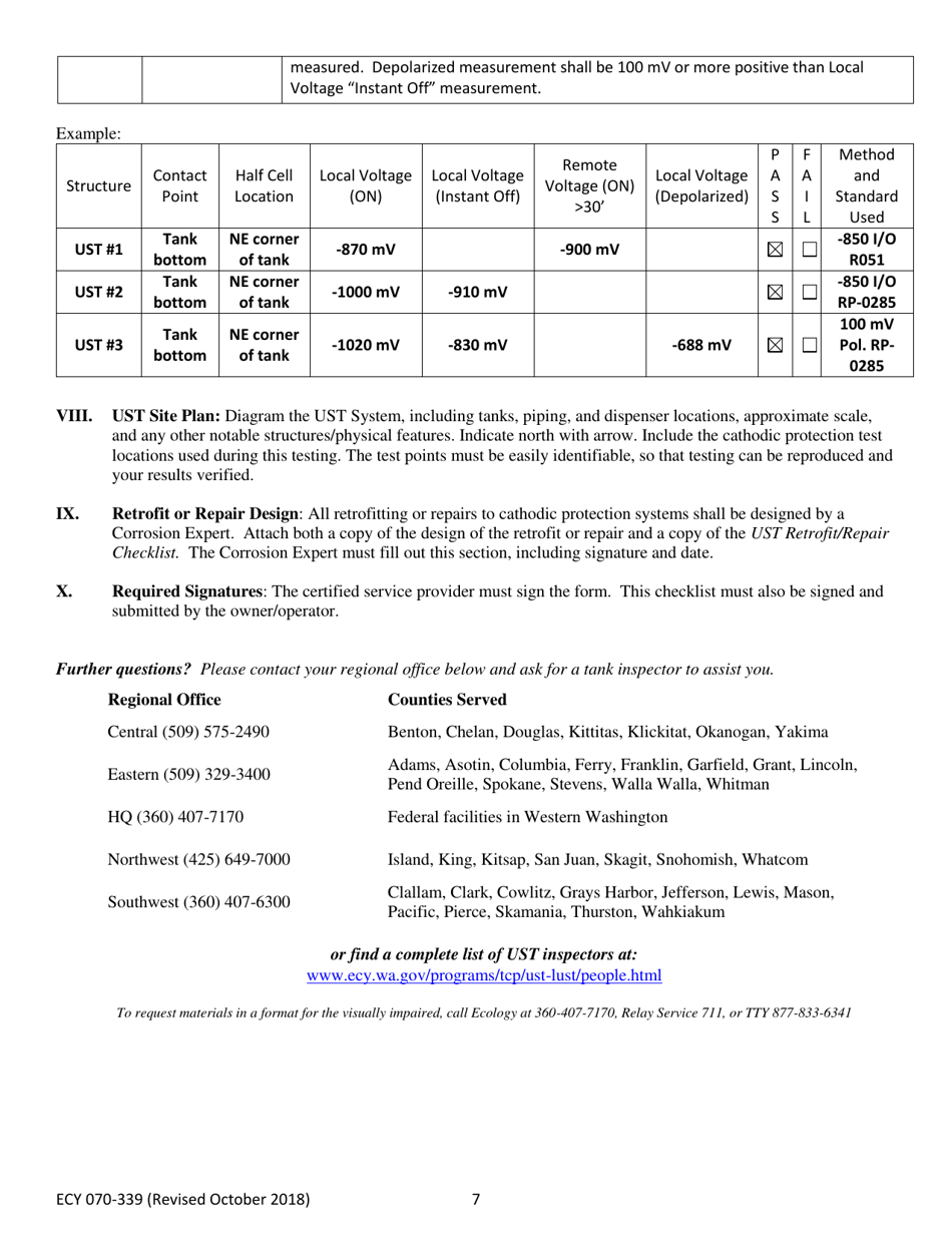 Form ECY070-339 Underground Storage Tank Galvanic Cathodic Protection Evaluation Checklist - Washington, Page 7