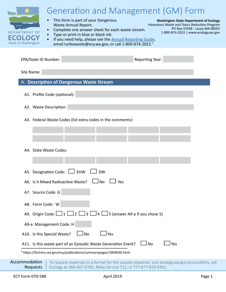 Form ECY070-588 Generation and Management (Gm) Form - Washington, Page 1