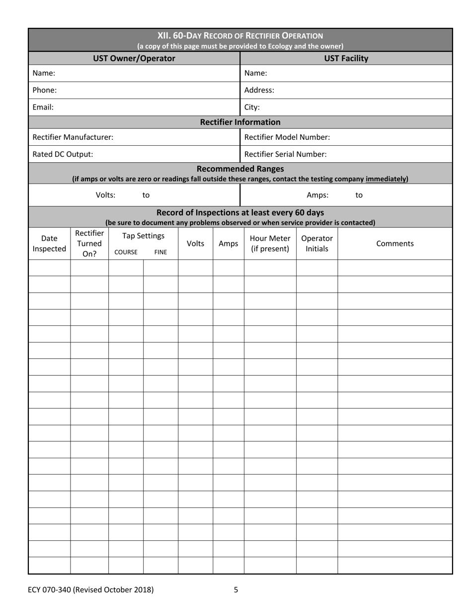Form ECY070-340 Underground Storage Tank Impressed Cathodic Protection Evaluation Checklist - Washington, Page 5