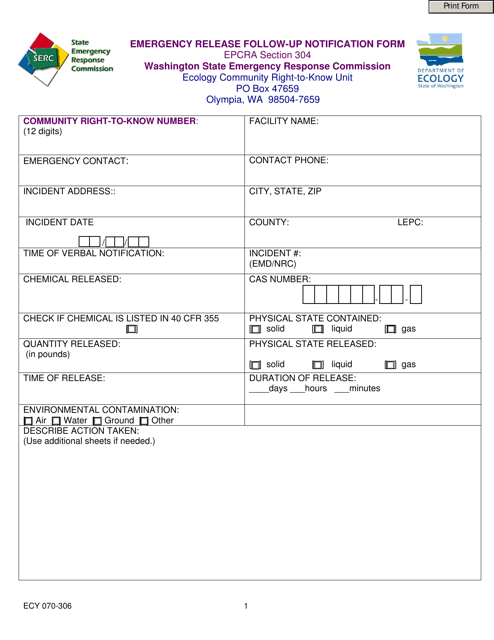 Form ECY070-306  Printable Pdf