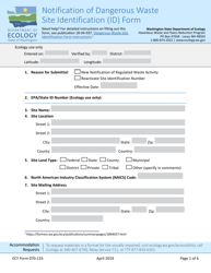 Form ECY070-133 Notification of Dangerous Waste Site Identification (Id) Form - Washington