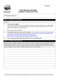 Document preview: Form ECY040-30B Complete Construction Notice - Washington