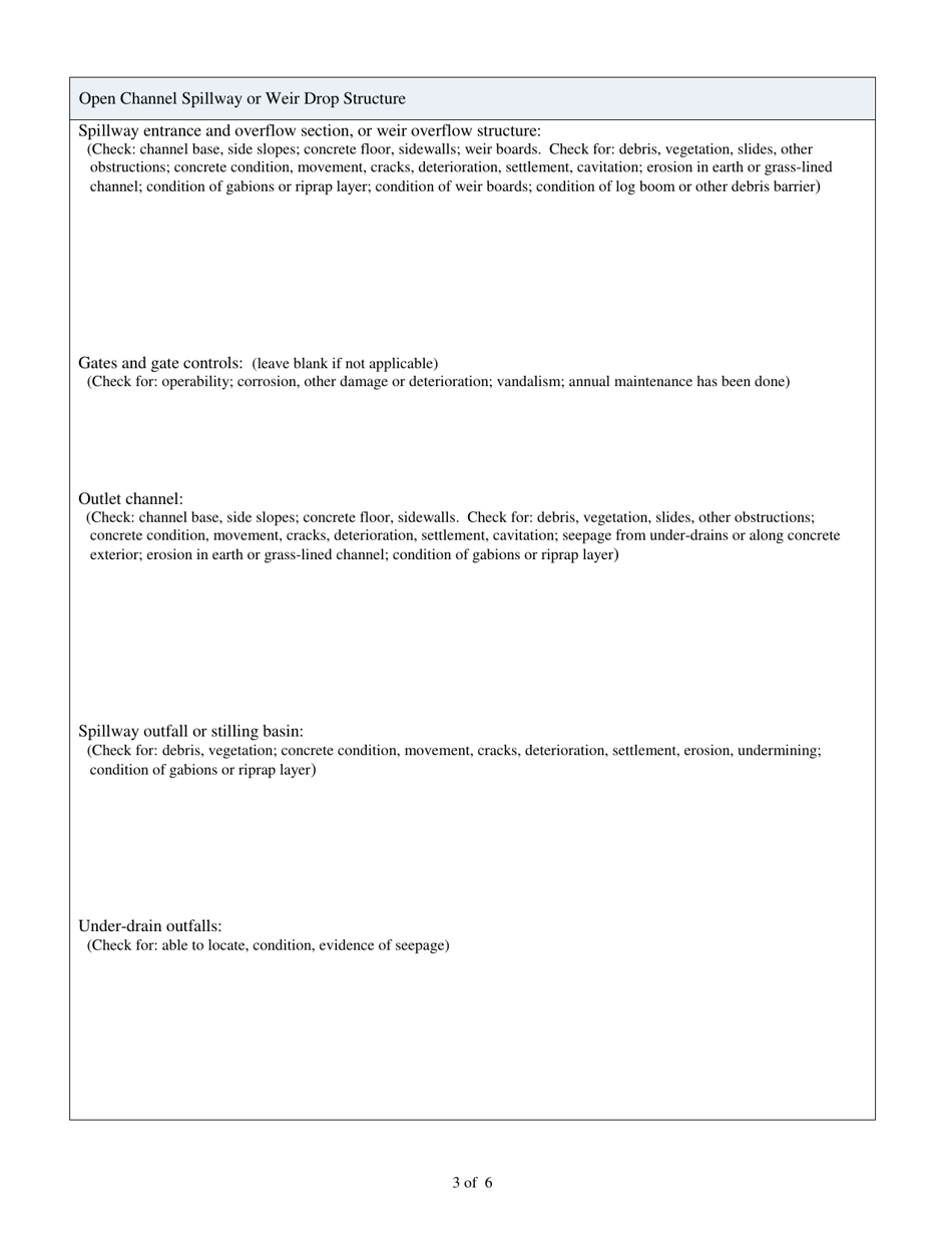 Form ECY070-572 Dam Owner Annual Inspection Form - Washington, Page 3