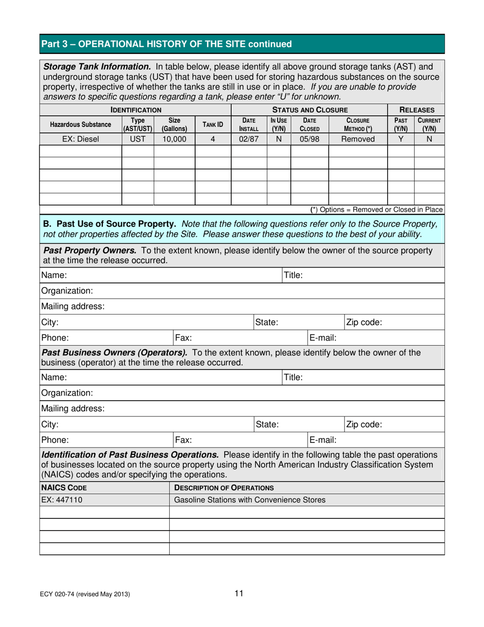 Form ECY020-74 Voluntary Cleanup Program Application Form - Washington, Page 11