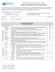 Document preview: Form ECY070-384 Dangerous Waste Regulations Self-audit Checklist - Washington