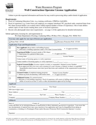 Document preview: Form ECY050-1-21A Well Construction Operator's License Application - Washington