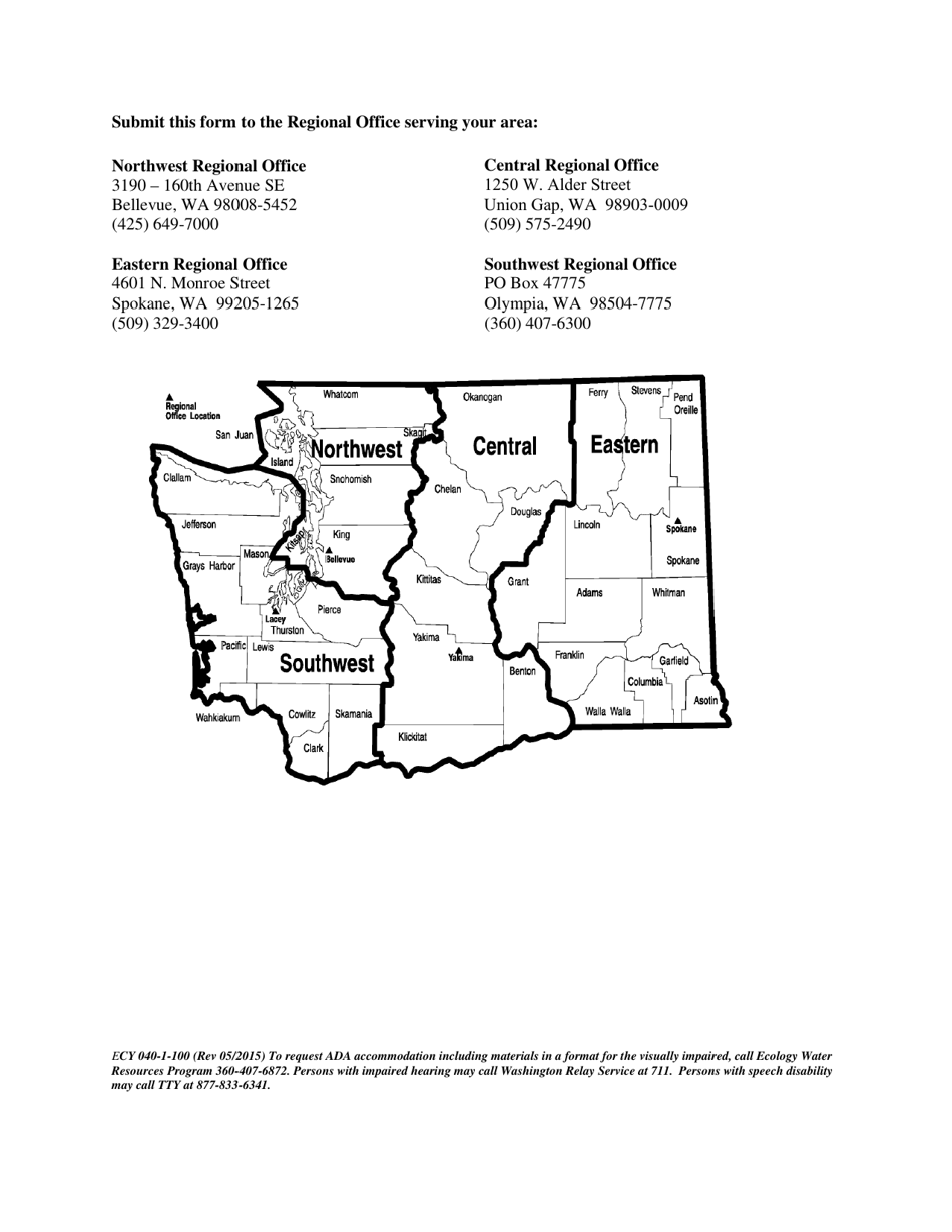 Form ECY040-1-100 Voluntary Relinquishment of Water Right Certificate - Washington, Page 3