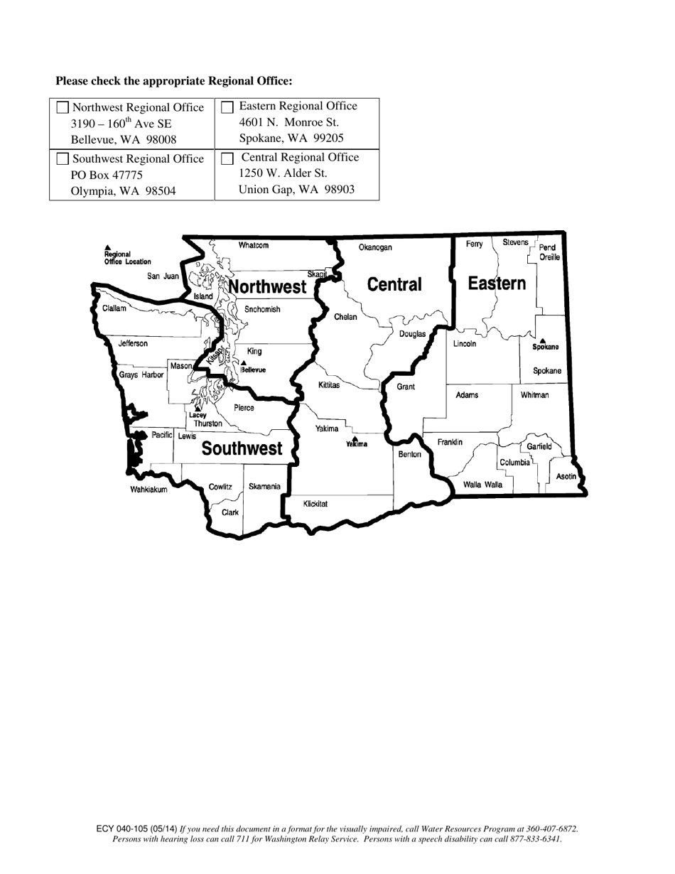 Form ECY040-105 Water Conservancy Board Application for Change / Transfer Record of Decision - Washington, Page 2