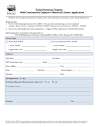Form ECY050-1-22 Well Construction Operators Renewal License Application - Washington