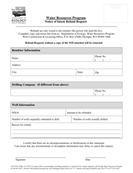 Document preview: Form ECY070-195 Notice of Intent Refund Request - Washington