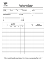 Form ECY040-1-89 Observation Well Schedule - Washington