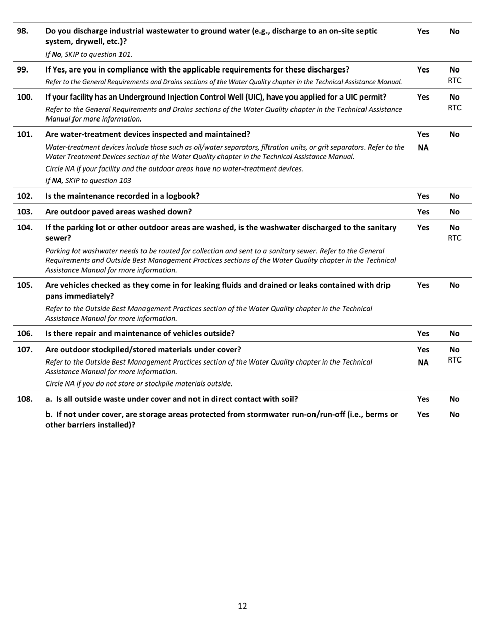 Auto Body Industry Self-certification Checklist - Washington, Page 12