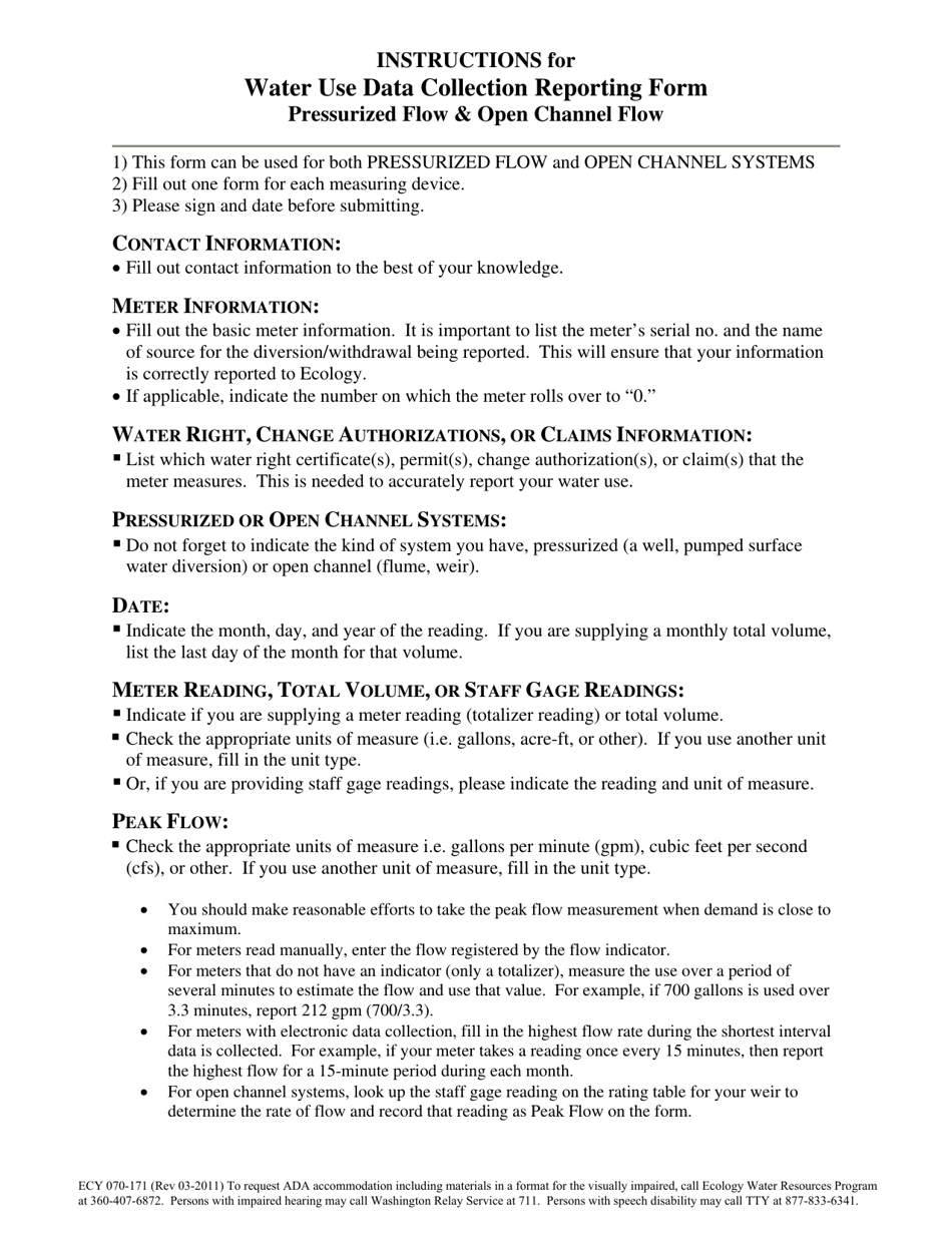Form ECY070-171 Water Use Data Collection Reporting Form - Washington, Page 3