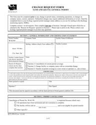 Form ECY070-32 Sand and Gravel General Permit - Change Request Form - Washington