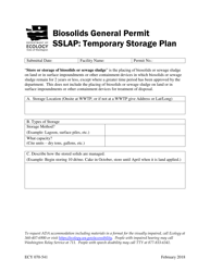 Document preview: Form ECY070-541 Biosolids General Permit Sslap: Temporary Storage Plan - Washington