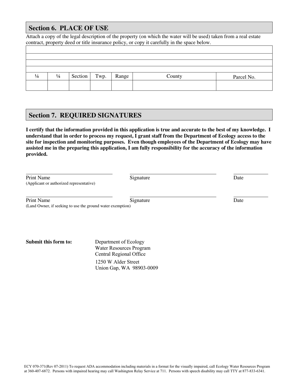 Form ECY070-371 Request for Determination of Water Budget Neutrality - Water Resources Program - Washington, Page 5