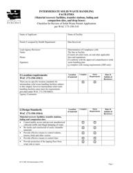 Form ECY040-140 Intermediate Solid Waste Handling Facilities Checklist for Review of Solid Waste Permit Application Per Wac 173-350-310 - Washington