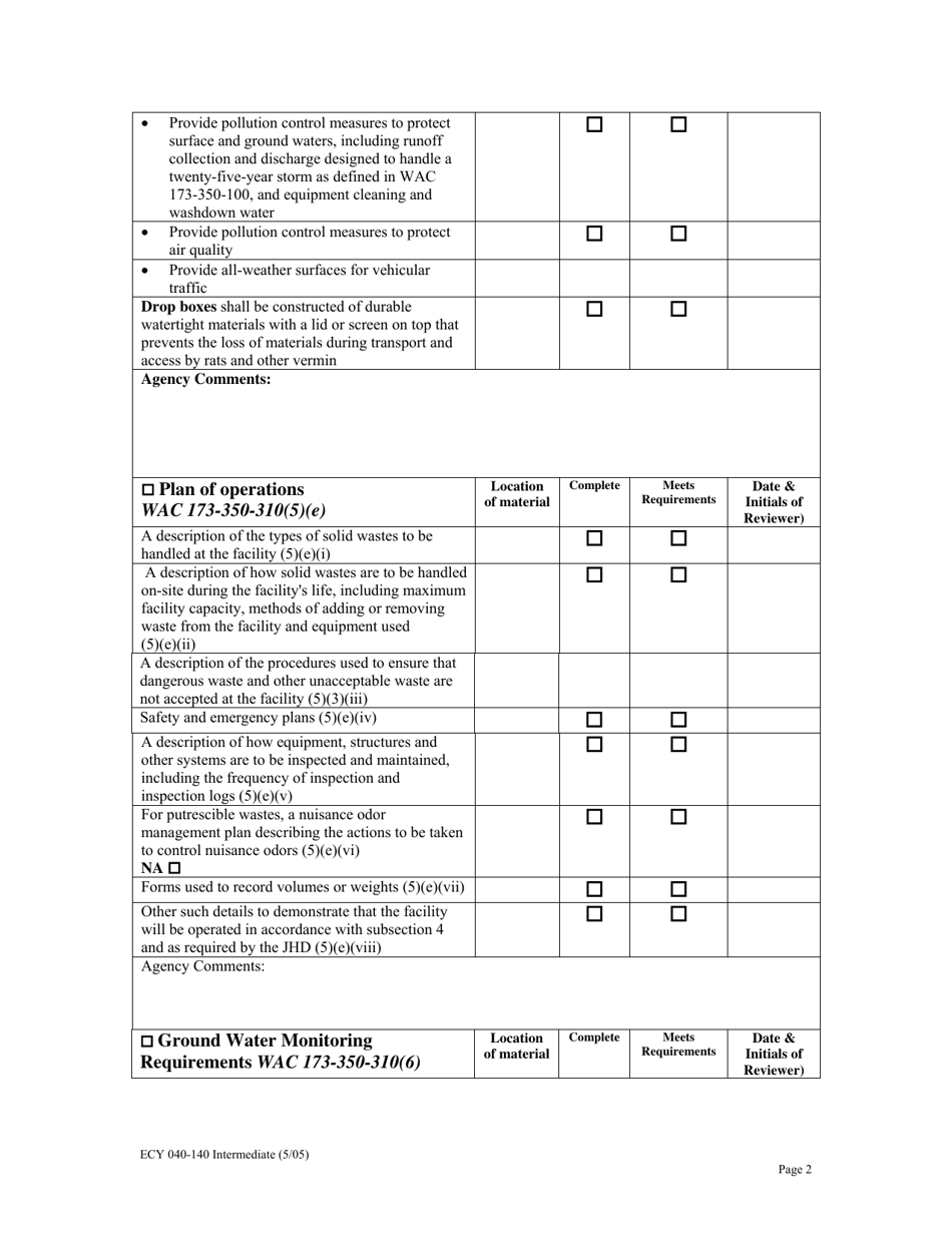 Form ECY040-140 - Fill Out, Sign Online and Download Printable PDF ...