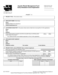 Form ECY070-29 Aquatic Weeds Management Fund Early Infestation Grant Application - Washington