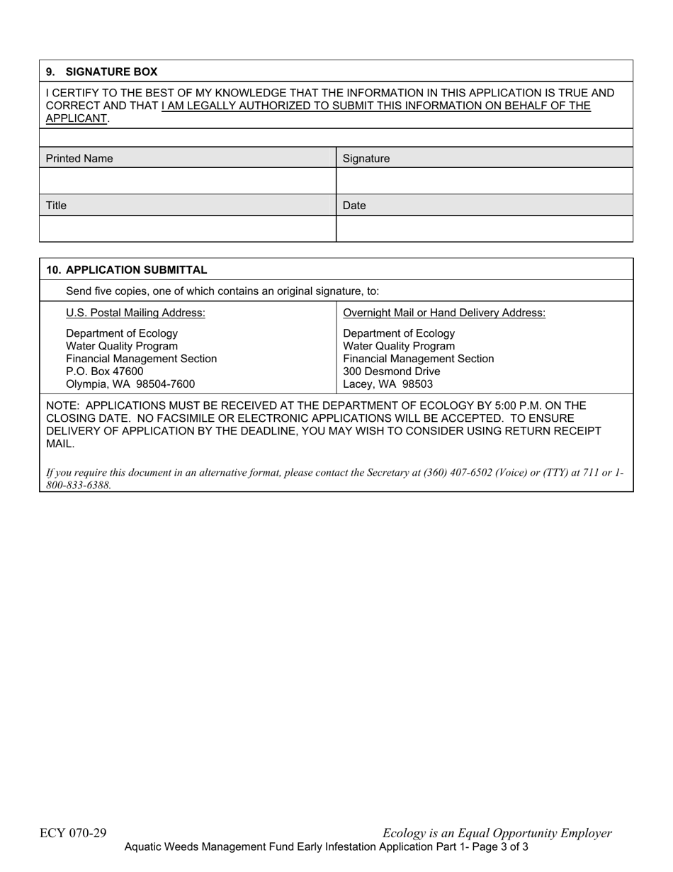 Form ECY070-29 Aquatic Weeds Management Fund Early Infestation Grant Application - Washington, Page 3