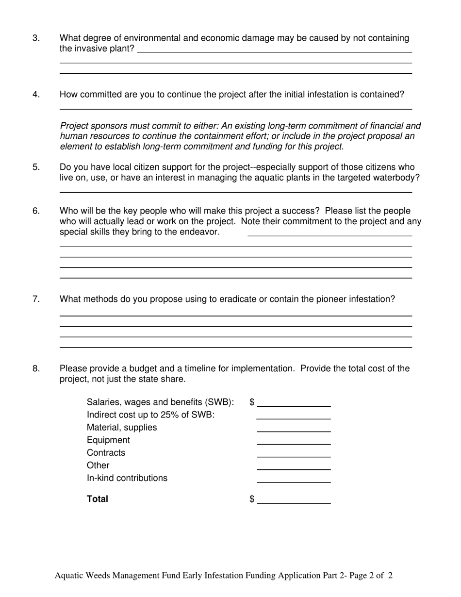 Form ECY070-29 Aquatic Weeds Management Fund Early Infestation Grant Application - Washington, Page 5