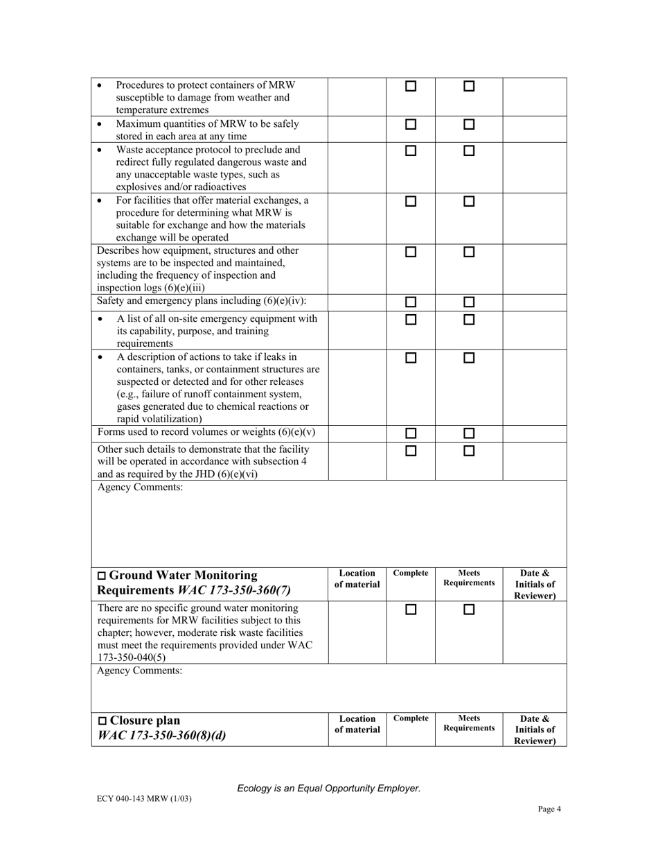 Form ECY040-143 - Fill Out, Sign Online and Download Printable PDF ...