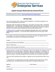 &quot;Capitol Campus Restricted Use Alcohol Permit&quot; - Washington