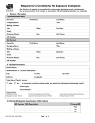 Document preview: Form ECY070-485 Request for a Conditional No Exposure Exemption - Washington
