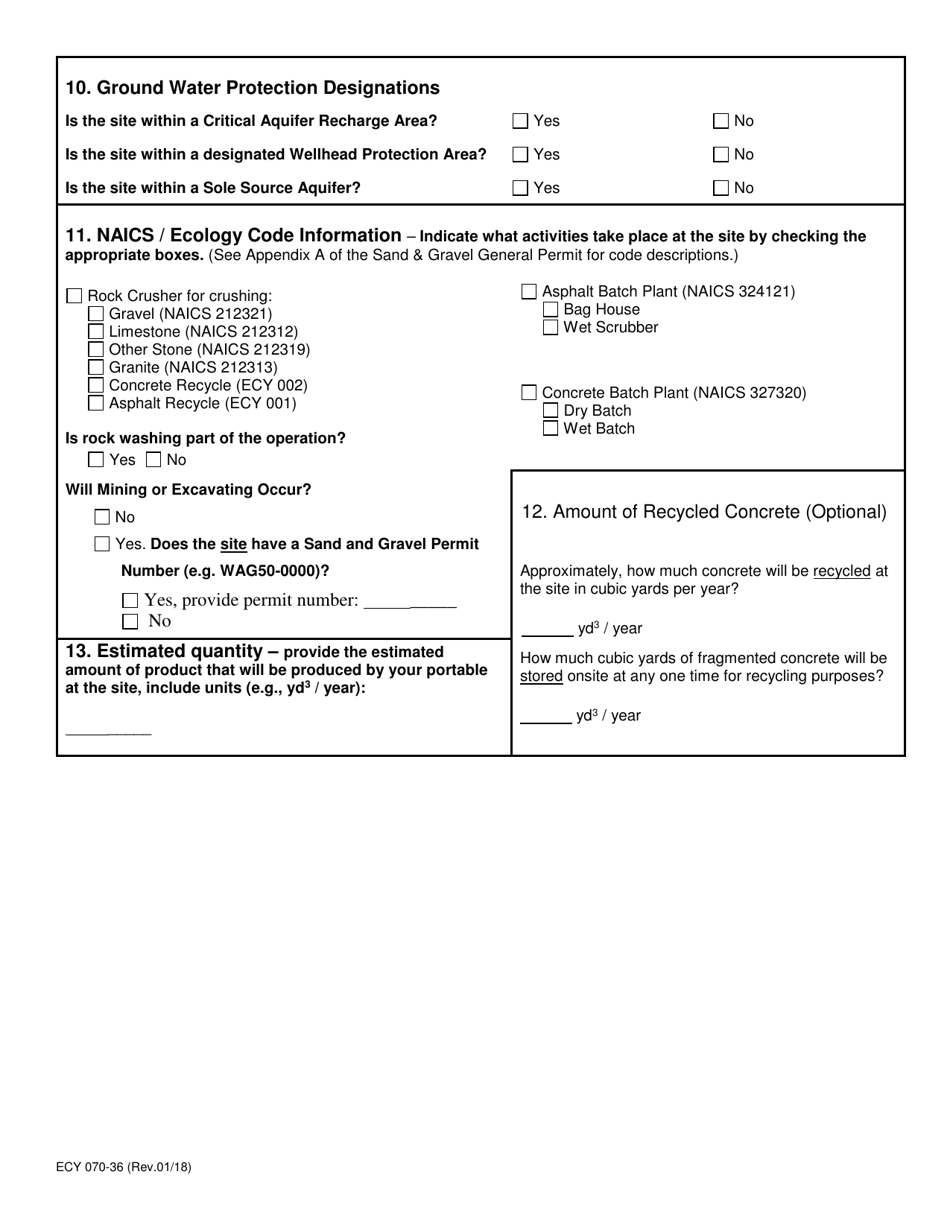 Form ECY070-36 Sand and Gravel Permit Portable Beginning of Operations Notice - Washington, Page 3