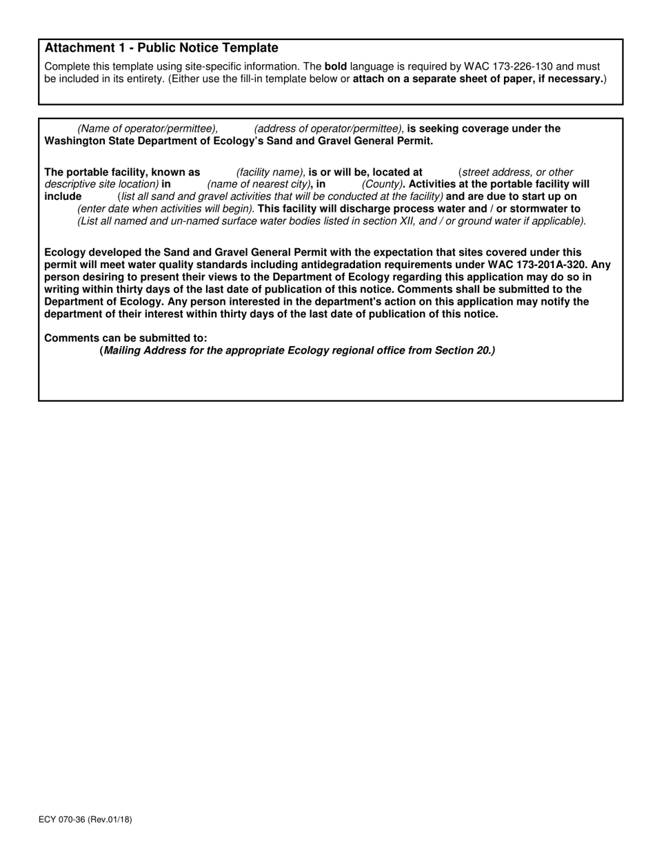 Form ECY070-36 Sand and Gravel Permit Portable Beginning of Operations Notice - Washington, Page 8