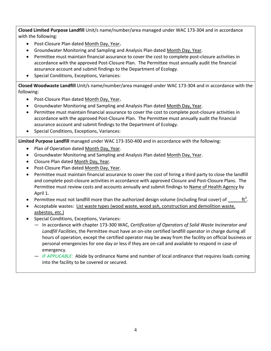 Form ECY030-24 Solid Waste Handling Permit - Washington, Page 4