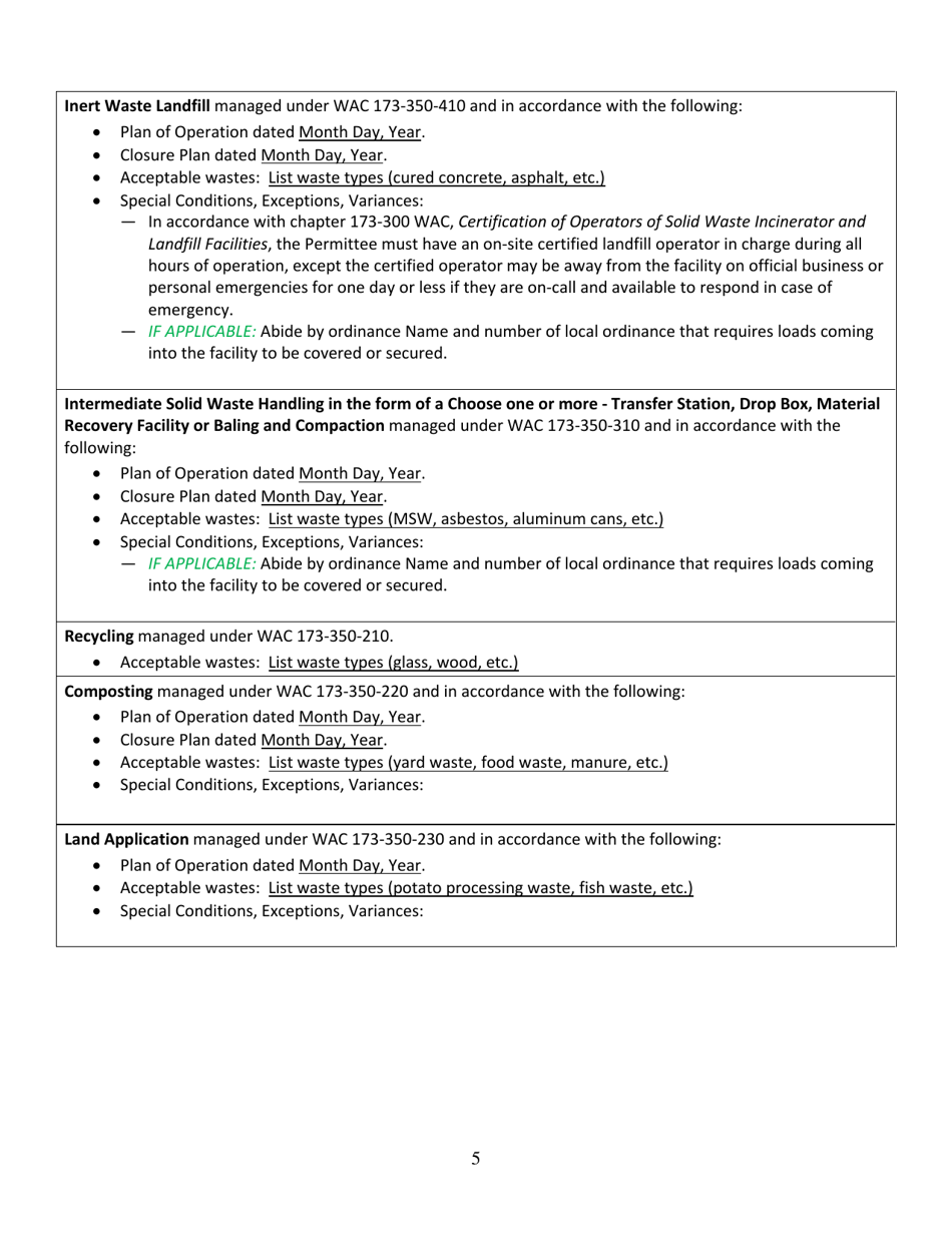 Form ECY030-24 Solid Waste Handling Permit - Washington, Page 5