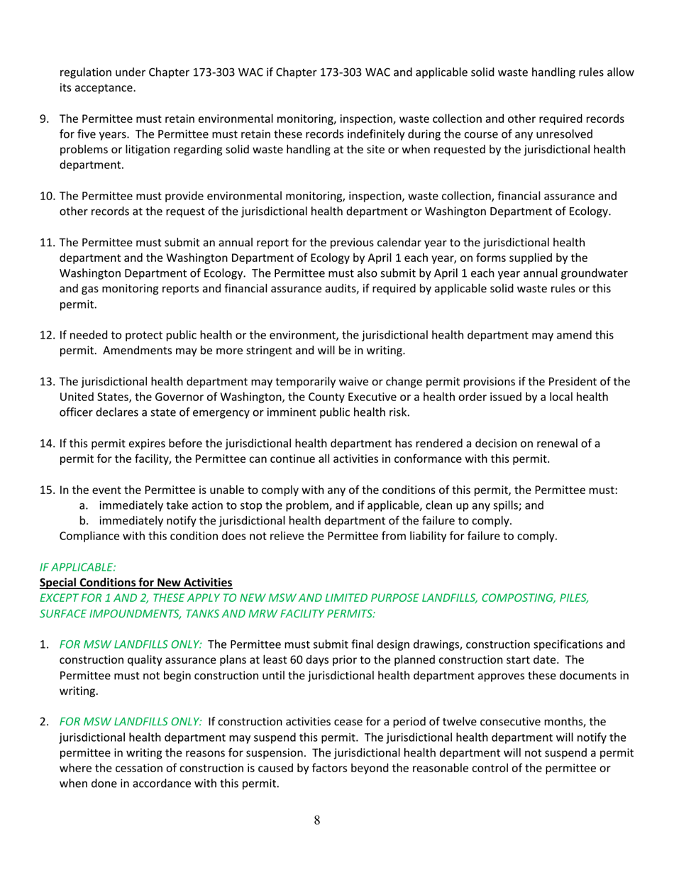Form ECY030-24 Solid Waste Handling Permit - Washington, Page 8