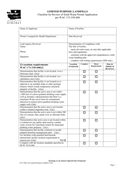 Form ECY040-142 Limited Purpose Landfills Checklist for Review of Solid Waste Permit Application Per Wac 173-350-400 - Washington
