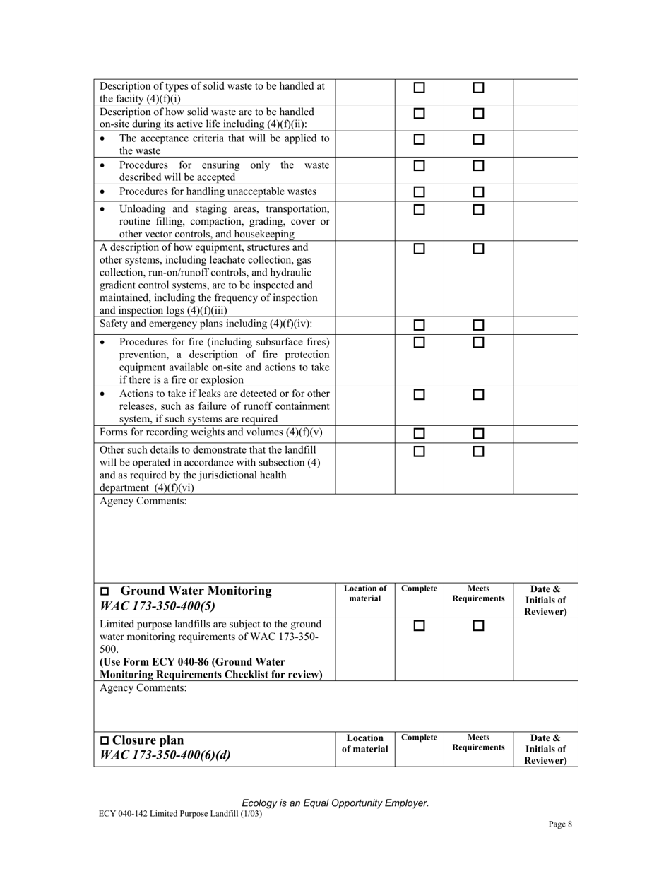 Form ECY040-142 - Fill Out, Sign Online and Download Printable PDF ...