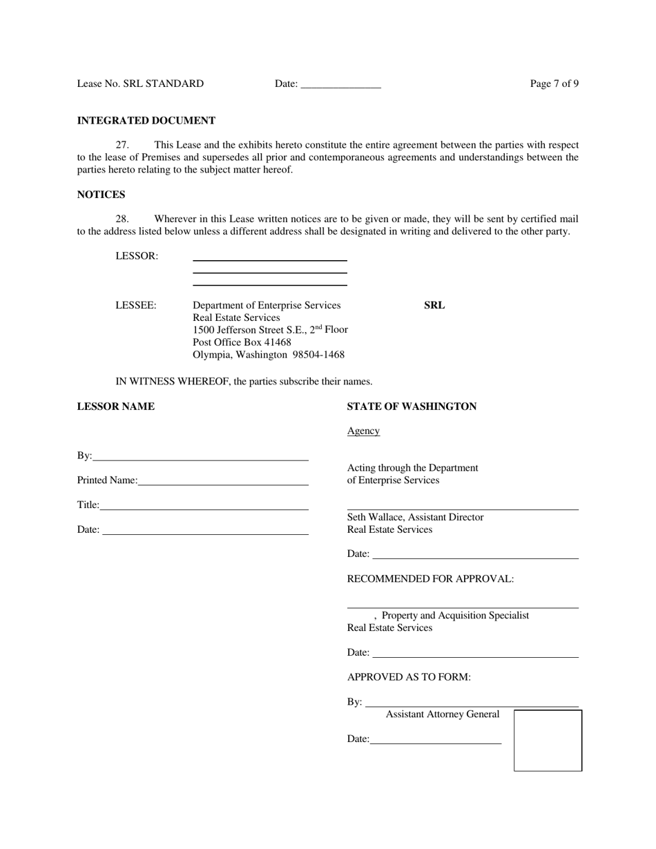 Standard Real Estate Lease Agreement Template - Washington, Page 7