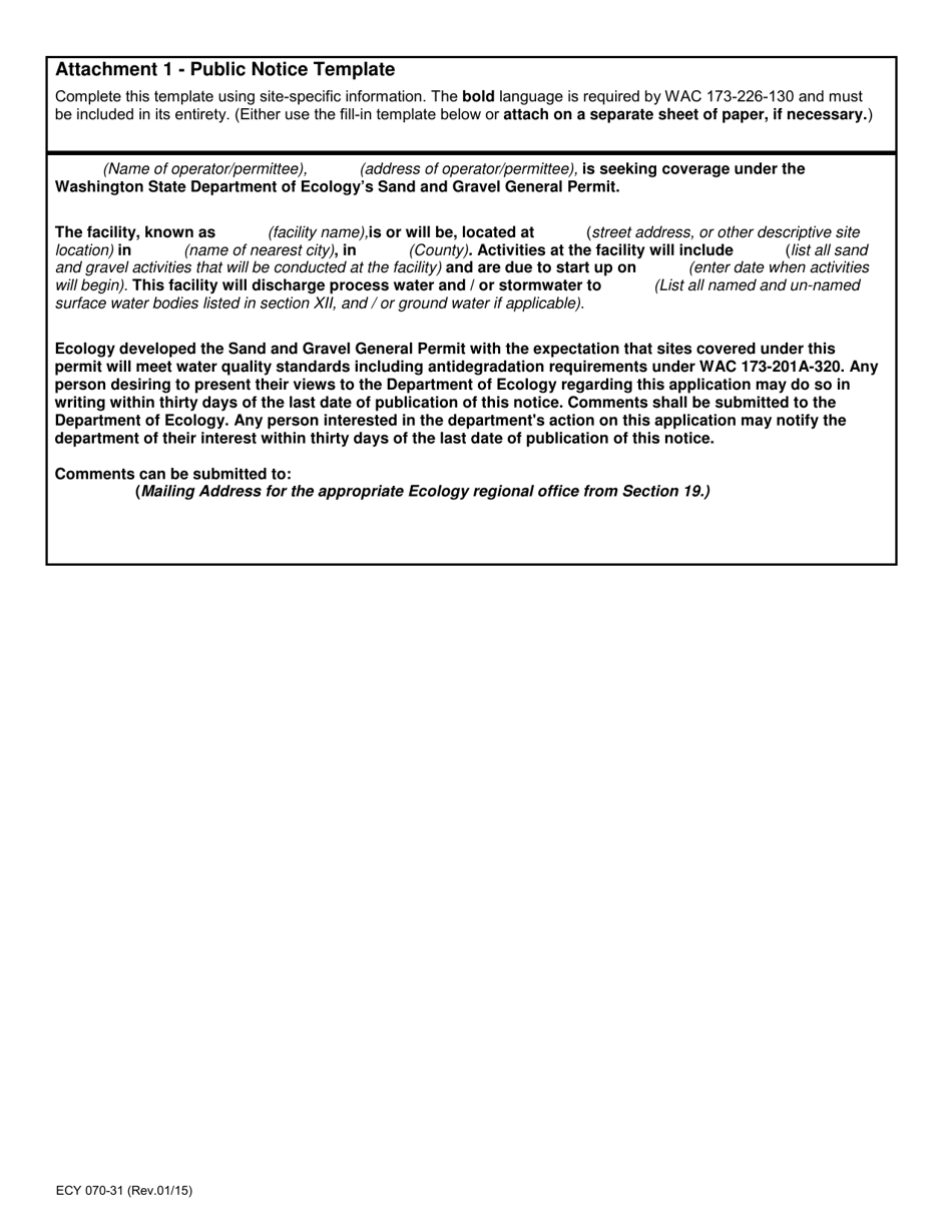 Form ECY070-31 Notice of Intent - Application for Coverage for Non-portable Operations Under the Sand and Gravel General Permit - Washington, Page 8