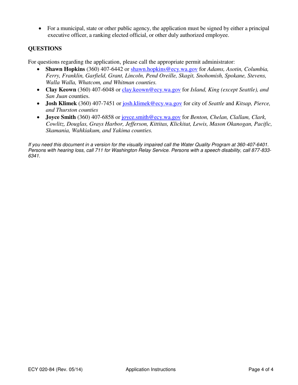 Form ECY020-84 Industrial Stormwater General Permit Application Form (Notice of Intent) - Washington, Page 9