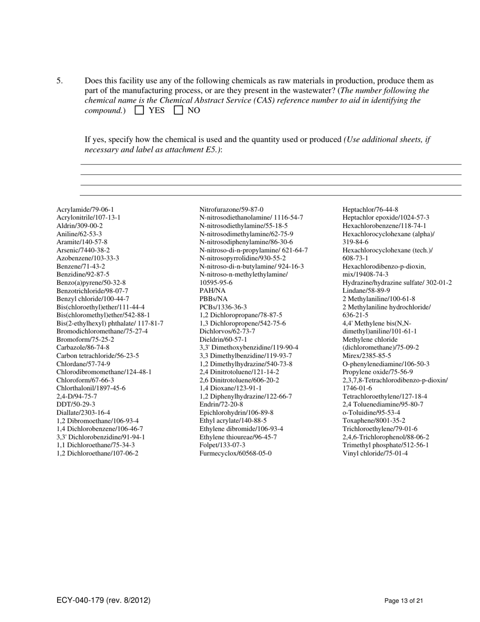 Form ECY040-179 Application for a State Waste Discharge Permit to Discharge Industrial Wastewater to Ground Water by Land Treatment or Application - Washington, Page 13