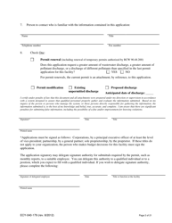 Form ECY040-179 Application for a State Waste Discharge Permit to Discharge Industrial Wastewater to Ground Water by Land Treatment or Application - Washington, Page 2