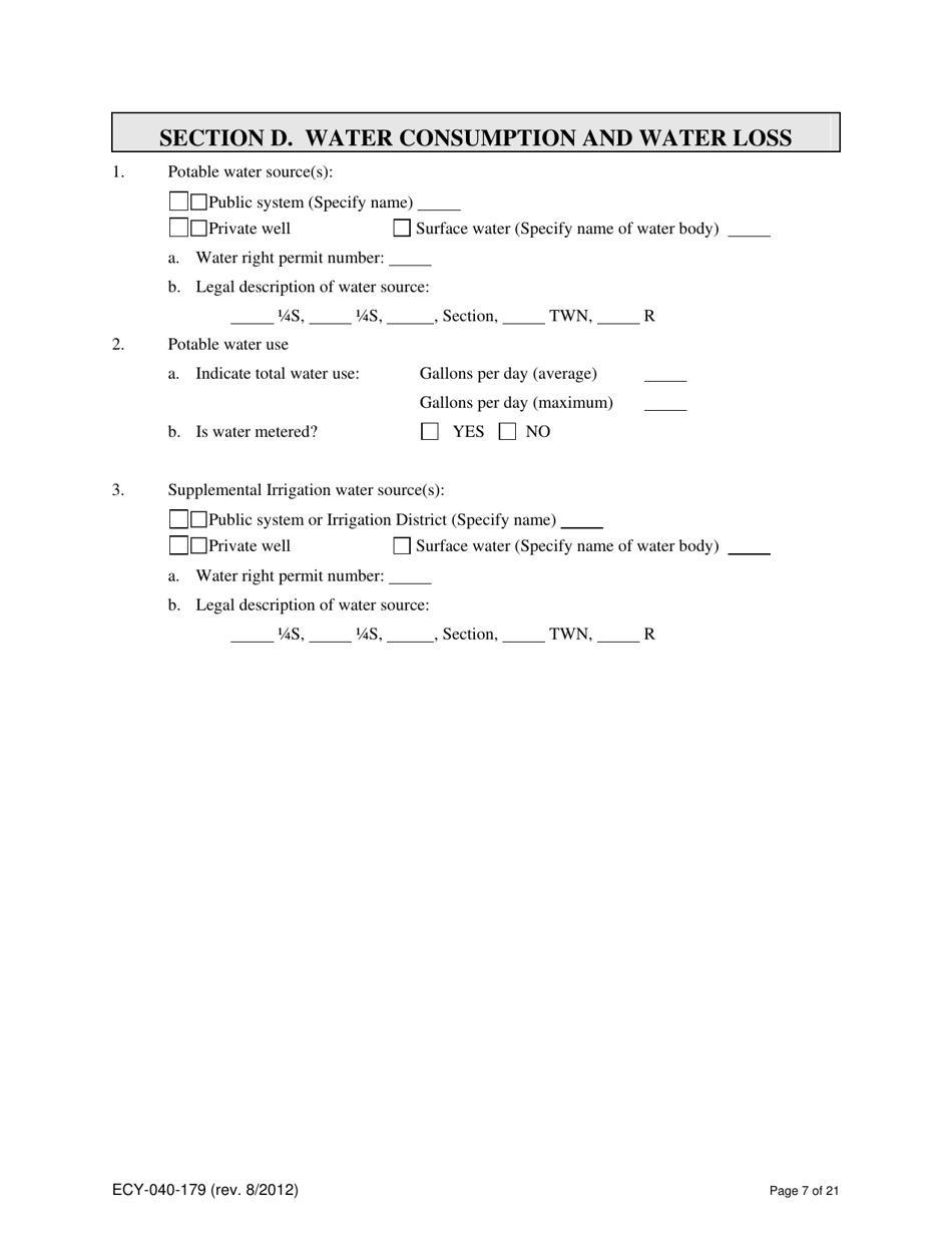 Form ECY040179 Download Printable PDF or Fill Online Application for a
